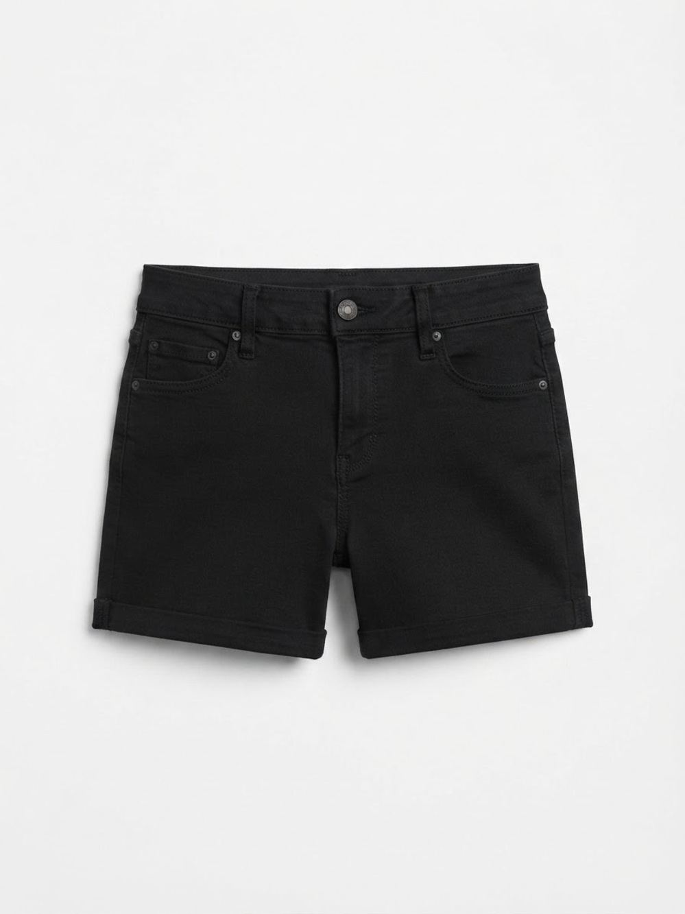 d. jeans Black Cuffed Denim Shorts